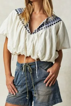 FREE PEOPLE Joni Embroidered Top -Cheap Swim Sales Store 80120850 011 c