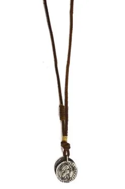 Anju Jewelry Aadi Silver Coin Leather Necklace