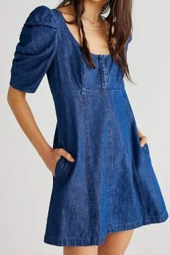 FREE PEOPLE Cheyenne Denim Mini Dress