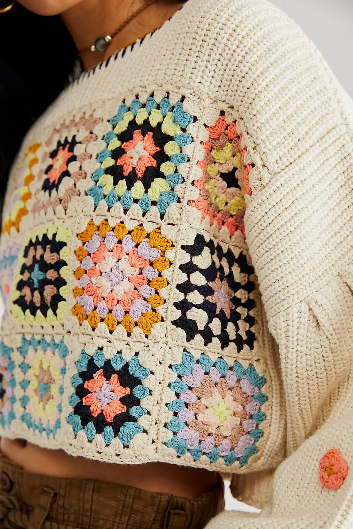 FREE PEOPLE Dahlia Crochet Pullover Sweater 3 FREE PEOPLE Dahlia Crochet Pullover Sweater