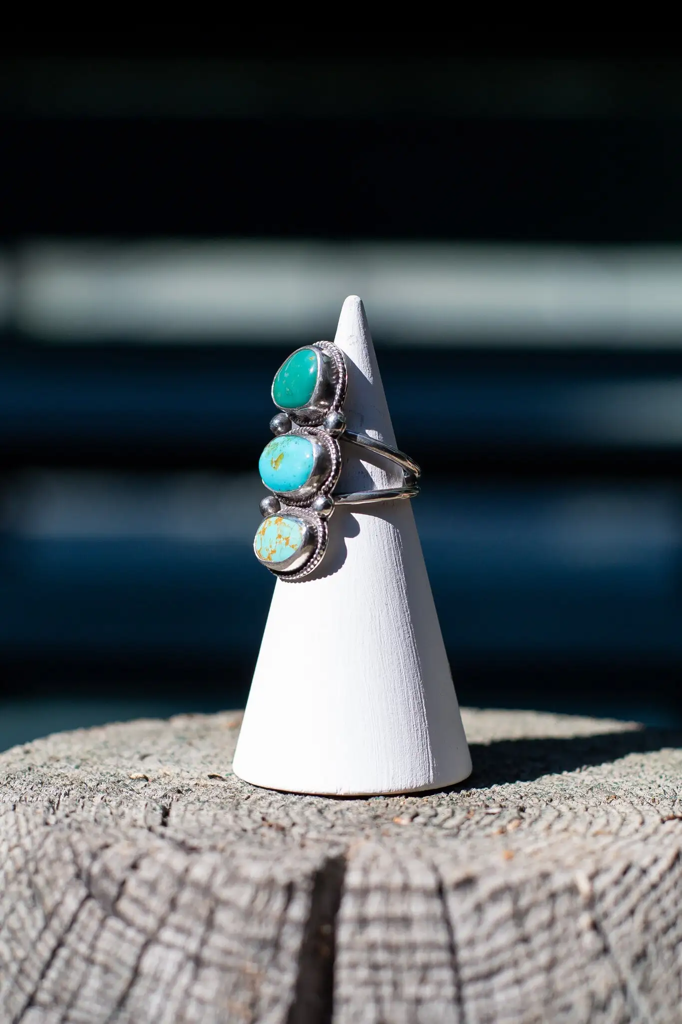 Raegan Hough Metalsmith Turquoise Three Stone Ring 4 Raegan Hough Metalsmith Turquoise Three Stone Ring - Image 2