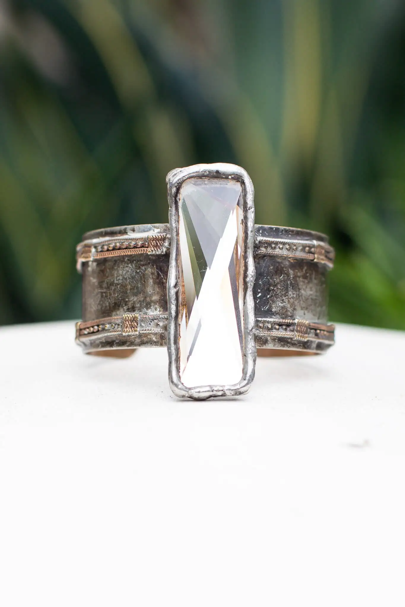 Mikal Winn Brass Crystal Cuff 3 Mikal Winn Brass Crystal Cuff