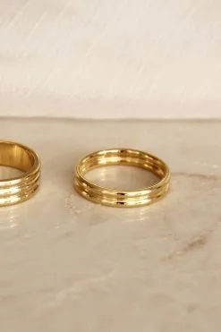 Maive Layered Cigar Band Ring 4mm