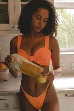 Montce Melon Micro Rib Celeste Bikini Bottom