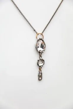 Mikal Winn Brass 3 Tier Crystal Drop Necklace