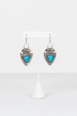 Raegan Hough Metalsmith American Turquoise Arrowhead Earrings
