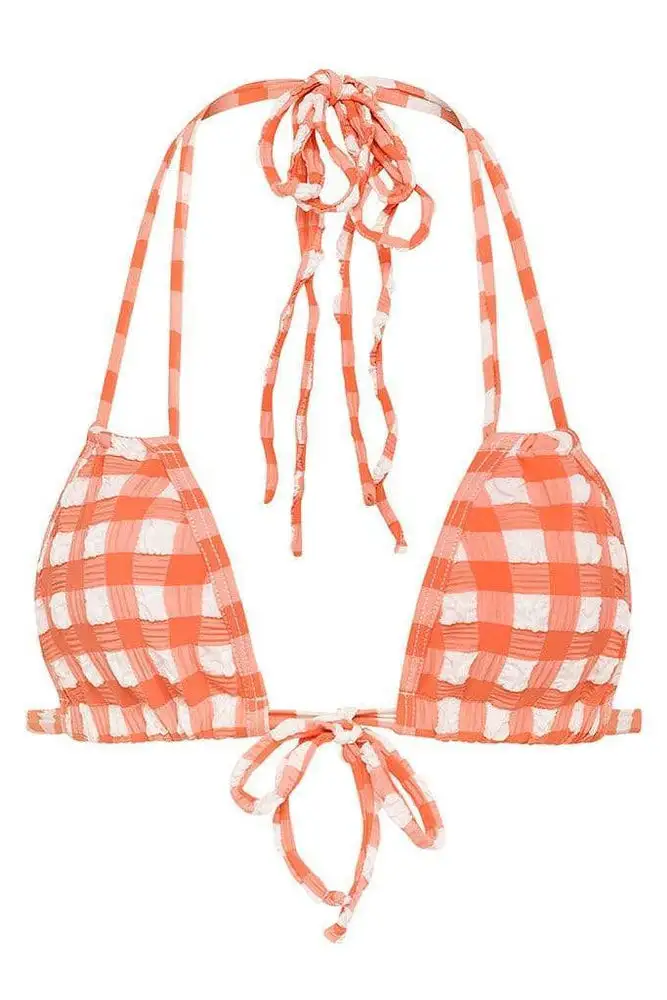 Montce Shrimp Gingham Euro Bow Bikini Top 6 Montce Shrimp Gingham Euro Bow Bikini Top - Image 4