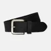 Curated Basics Steel Buckle Leather Belt -Cheap Swim Sales Store black mens belt