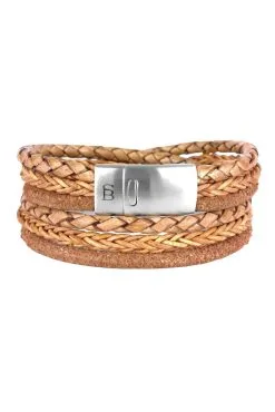 Steel & Barnett Silver Bonacci Leather Bracelet