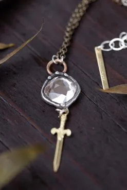 Mikal Winn Crystal With Sword Charm Necklace -Cheap Swim Sales Store kariella 70s clothing ojai 6089