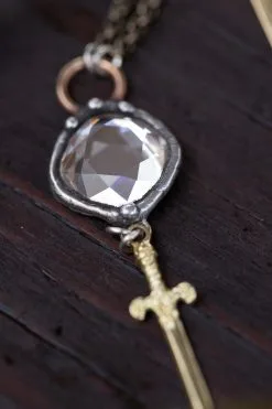 Mikal Winn Crystal With Sword Charm Necklace -Cheap Swim Sales Store kariella 70s clothing ojai 6101