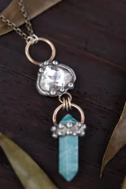 Mikal Winn Crystal + Azurite Necklace -Cheap Swim Sales Store kariella 70s clothing ojai 6108