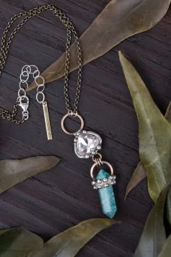 Mikal Winn Crystal + Azurite Necklace -Cheap Swim Sales Store kariella 70s clothing ojai 6123