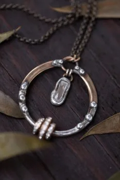 Mikal Winn Hammered Brass Hoop + Zicron Necklace -Cheap Swim Sales Store kariella 70s clothing ojai 6141