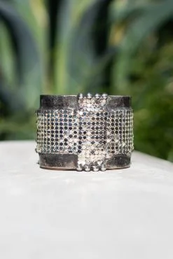 Mikal Winn Silver Mesh Cross Cuff